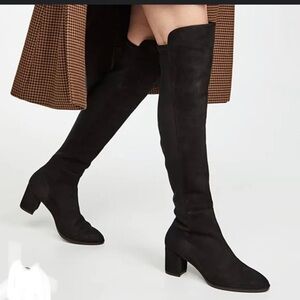 STUART WEITZMAN GILLIAN 60 CITY BOOT black Suede neoprene over the‎ knee boots